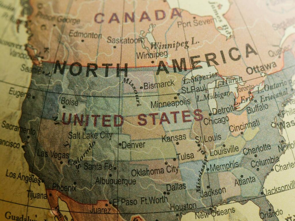 U S Canada map